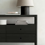 Spindle dresser - varnished oak - black - 4 drawers White Cliff Studio DRESSERS & CHEST OF DRAWERS