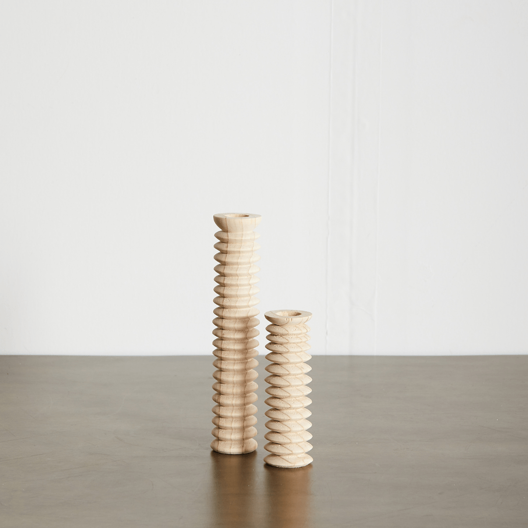 Spiral Pine Modern Wood Candle Candlestick Holder