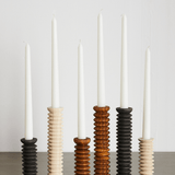 Spiral Pine Modern Wood Candle Candlestick Holder