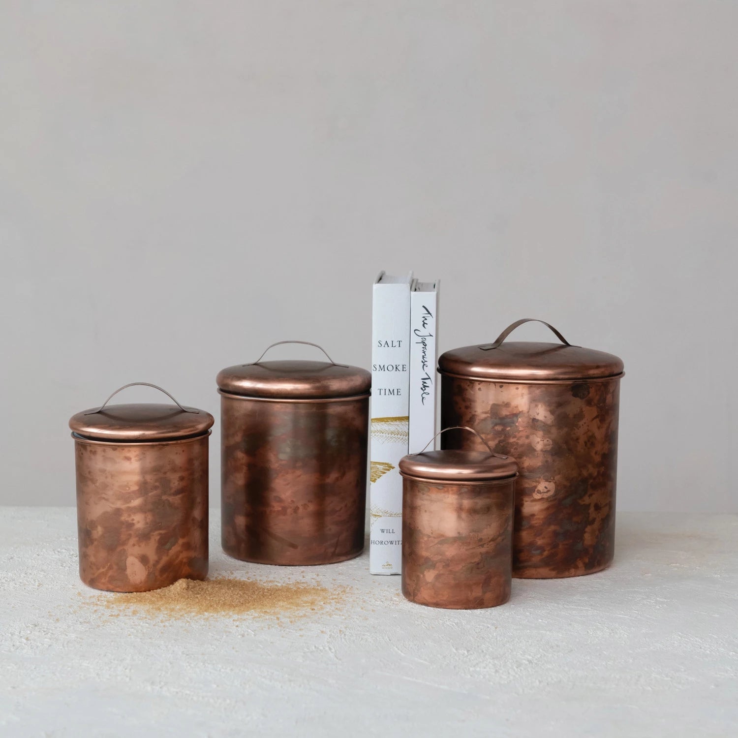 Stainless Steel Canister Set – Oxidized Copper Finish, Set of 4 White Cliff Studio Food Storage Cannister