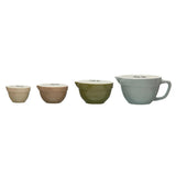 Stoneware Batter Bowl Measuring Cups – Set of 4, Multi - Color