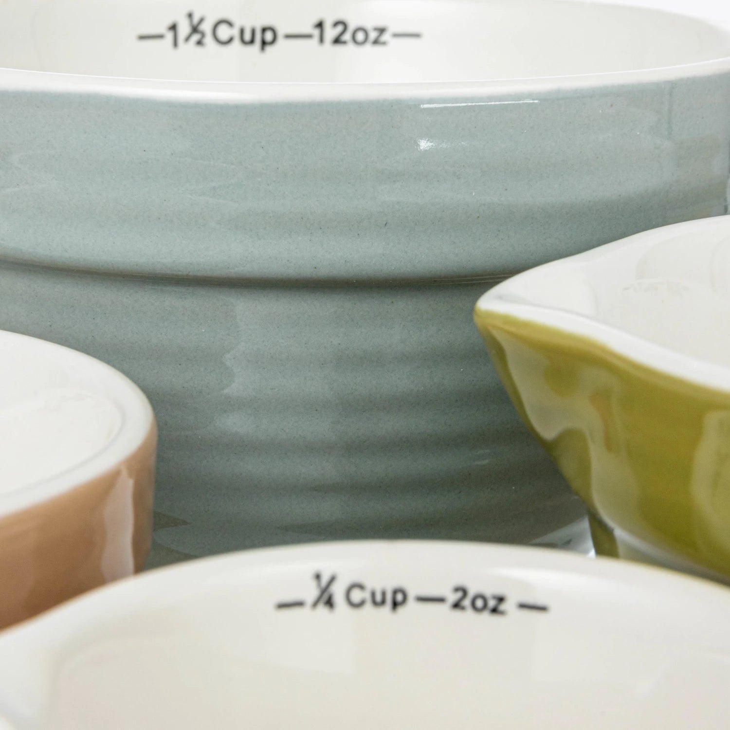 Stoneware Batter Bowl Measuring Cups – Set of 4, Multi - Color