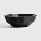 Striped bowl - varnished mahogany - black White Cliff Studio Decorative Bowls