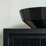 Striped bowl - varnished mahogany - black White Cliff Studio Decorative Bowls