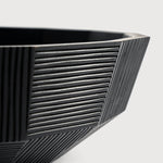 Striped bowl - varnished mahogany - black White Cliff Studio Decorative Bowls