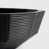 Striped bowl - varnished mahogany - black White Cliff Studio Decorative Bowls