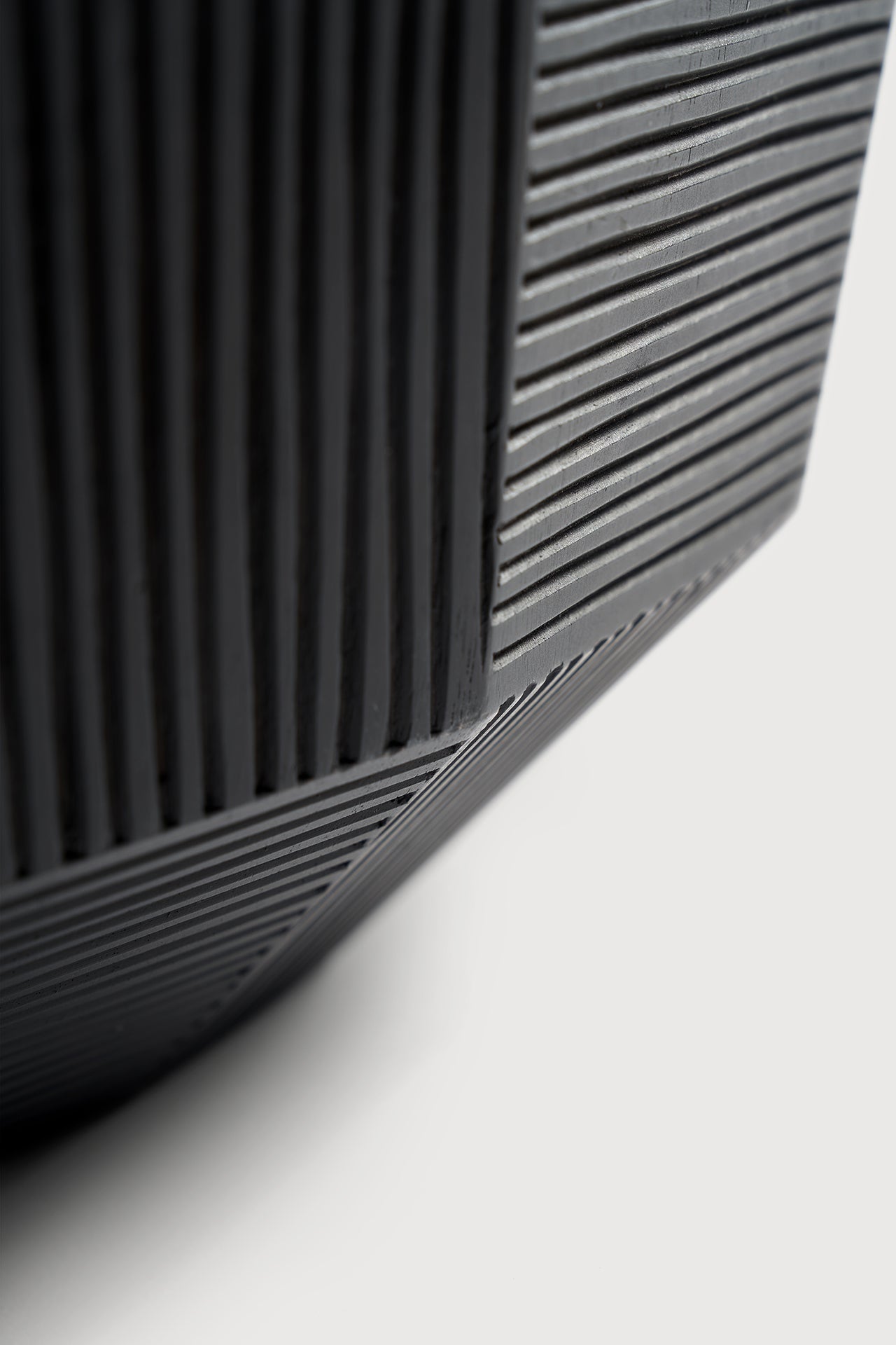 Striped bowl - varnished mahogany - black White Cliff Studio Decorative Bowls