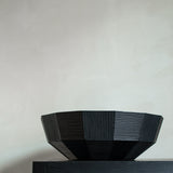 Striped bowl - varnished mahogany - black White Cliff Studio Decorative Bowls