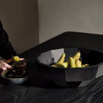 Striped bowl - varnished mahogany - black White Cliff Studio Decorative Bowls