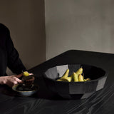 Striped bowl - varnished mahogany - black White Cliff Studio Decorative Bowls