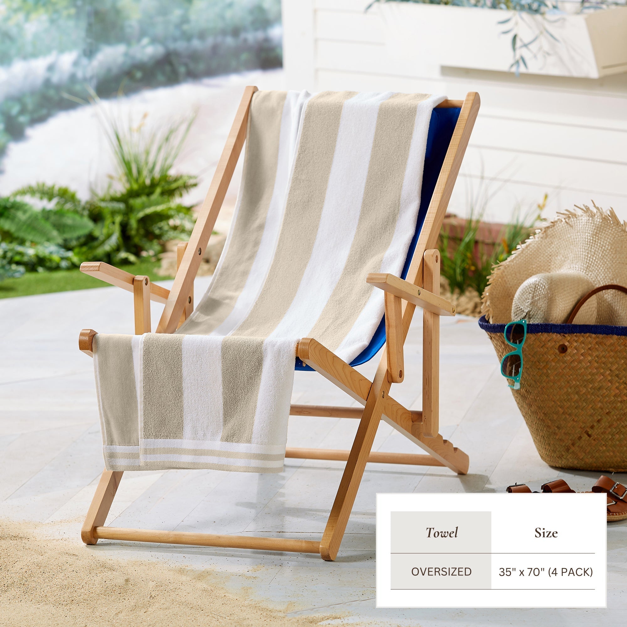 Striped Cabana Beach Towel - Edgartown Collection White Cliff Studio Towels