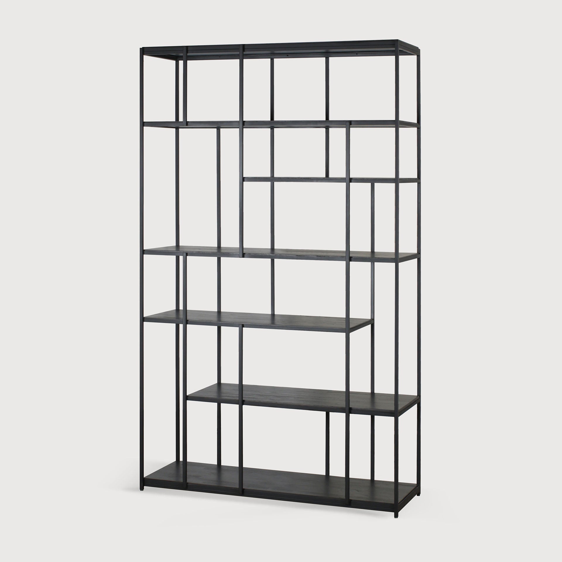 Studio rack - varnished teak - black White Cliff Studio Wall Shelf