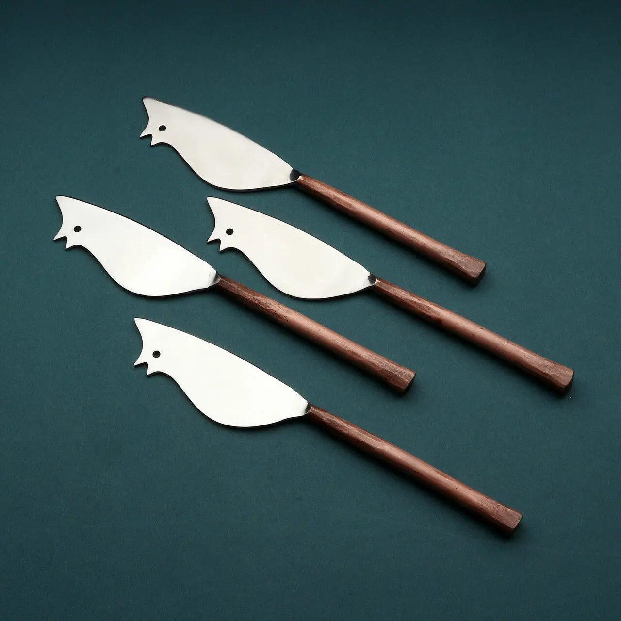 Sundance Ratoncito Cheese Spreader/Knife 4 Pc. Set White Cliff Studio Flatware