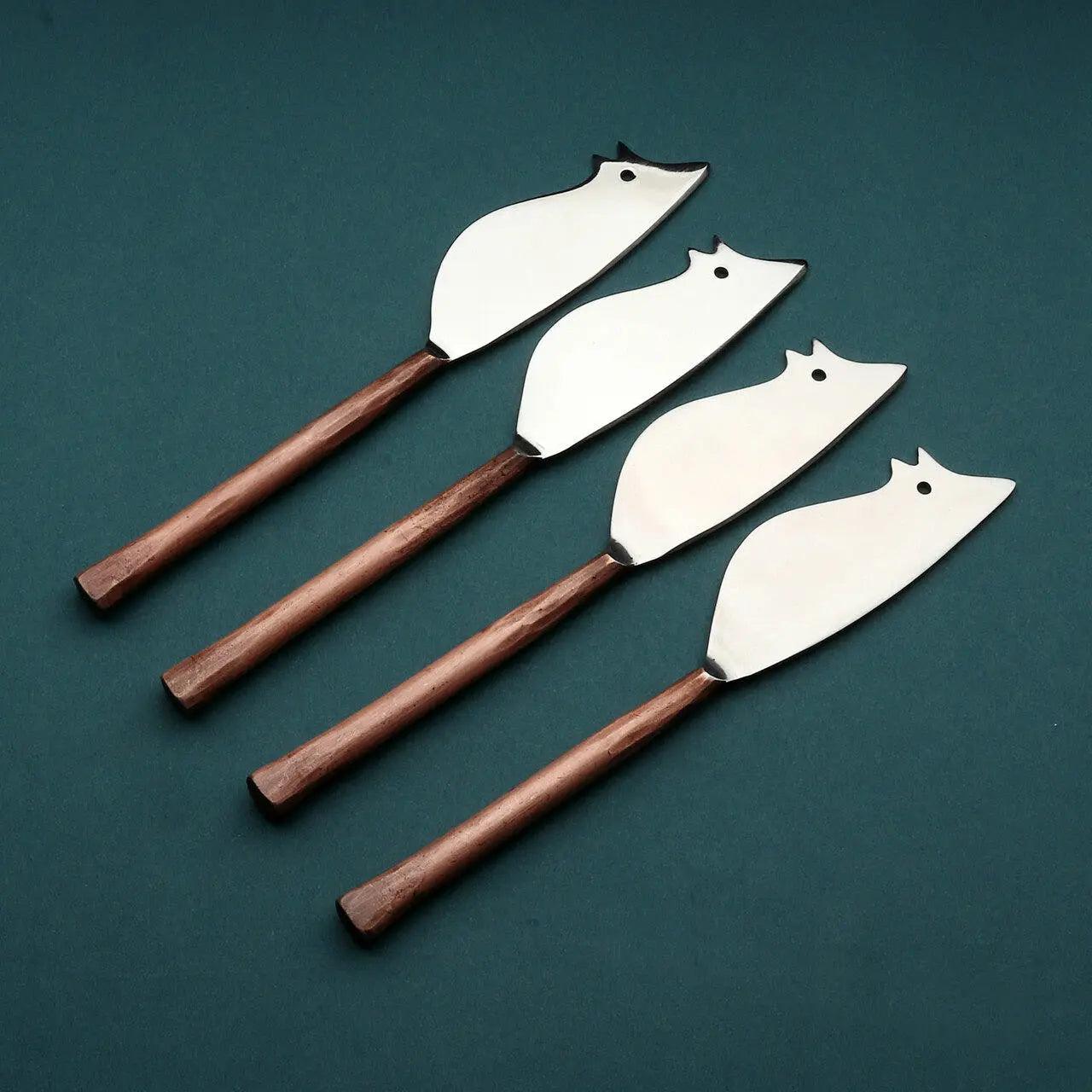 Sundance Ratoncito Cheese Spreader/Knife 4 Pc. Set White Cliff Studio Flatware