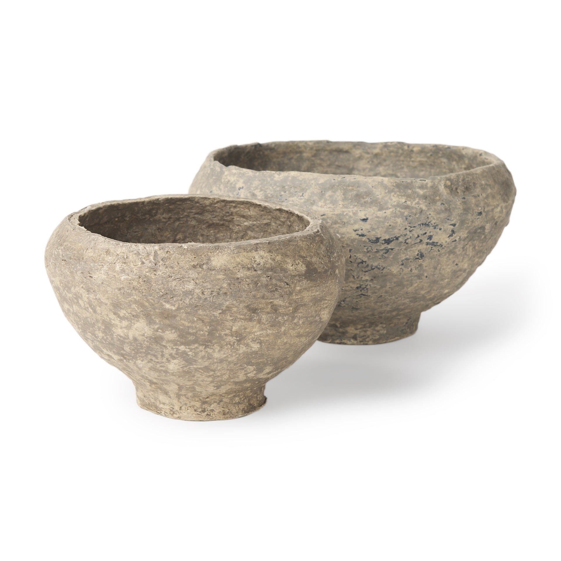 Suni Set of 2 Gray Paper Mache Half - Pot Bowls