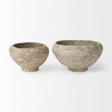 Suni Set of 2 Gray Paper Mache Half - Pot Bowls