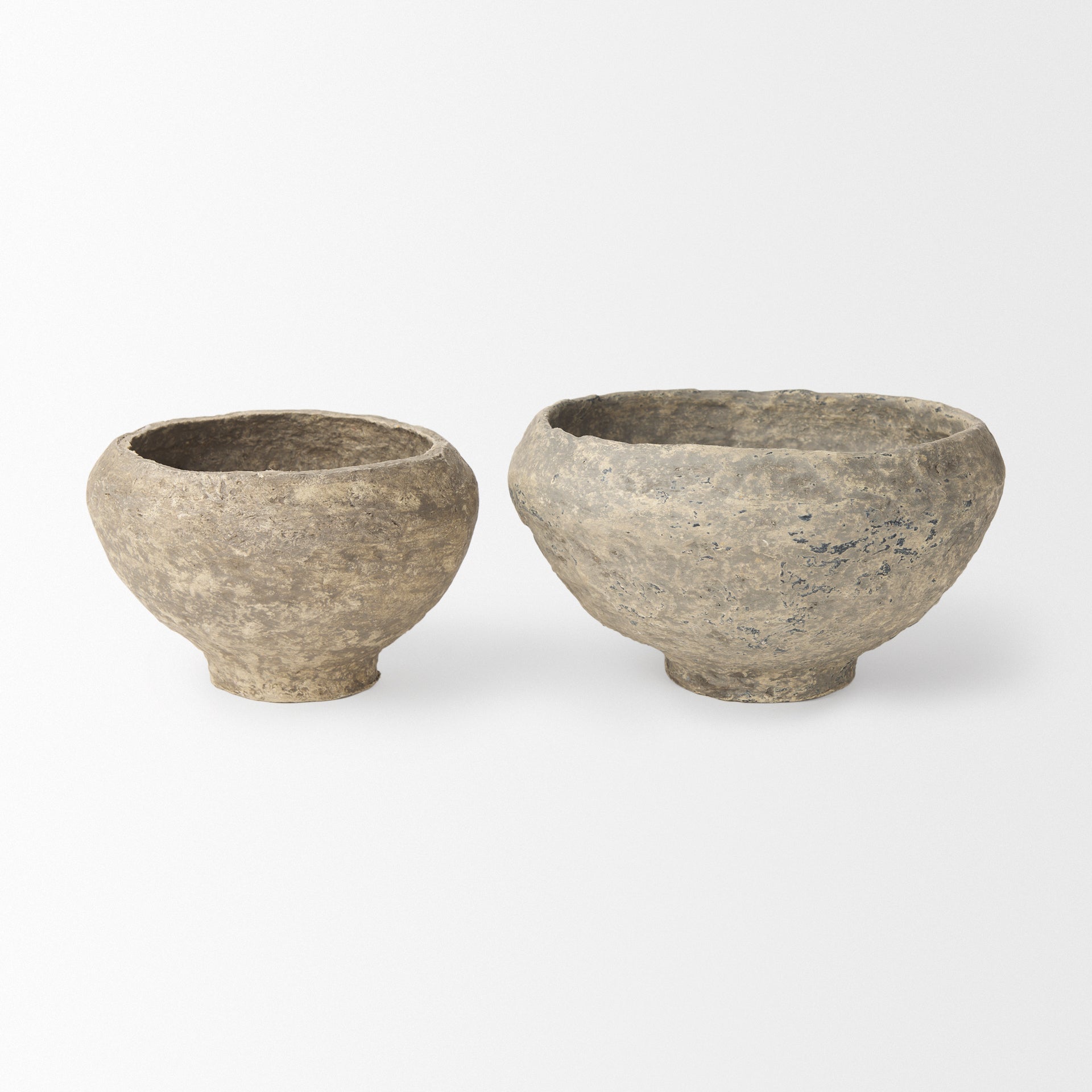 Suni Set of 2 Gray Paper Mache Half - Pot Bowls
