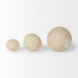 Suni Set of 3 Beige Paper Mache Orbs