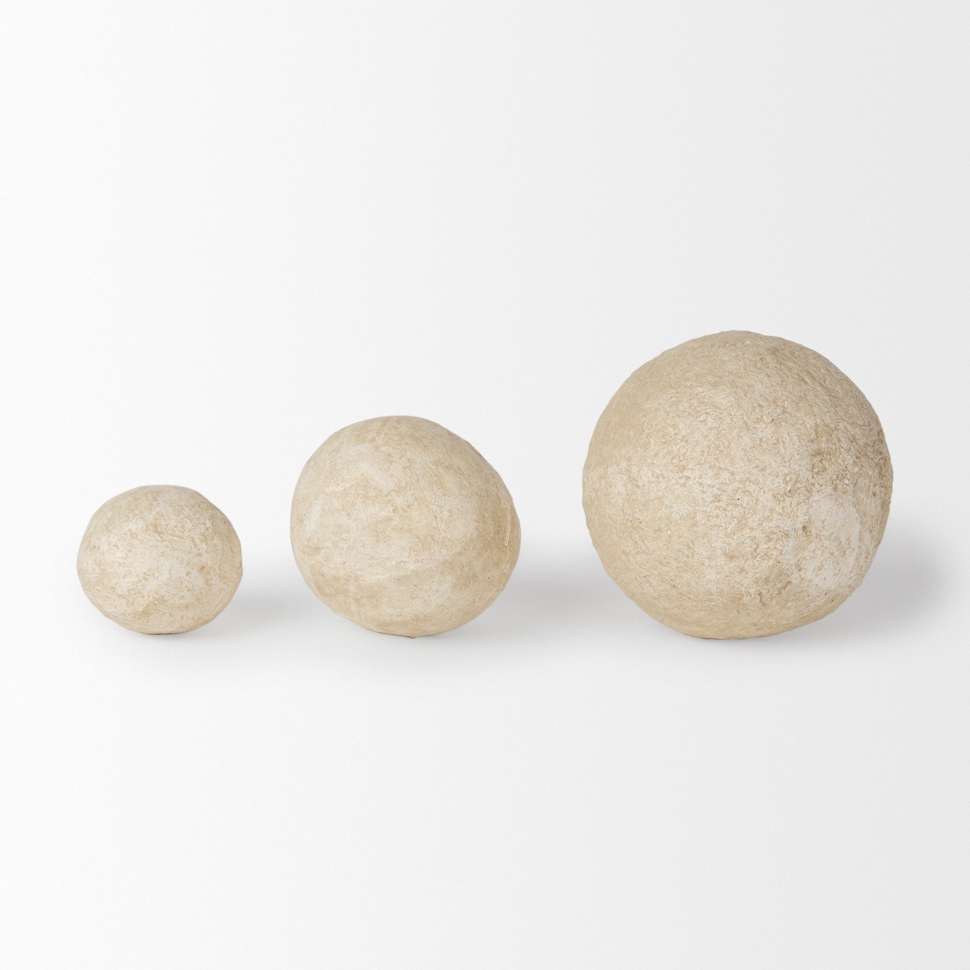 Suni Set of 3 Beige Paper Mache Orbs