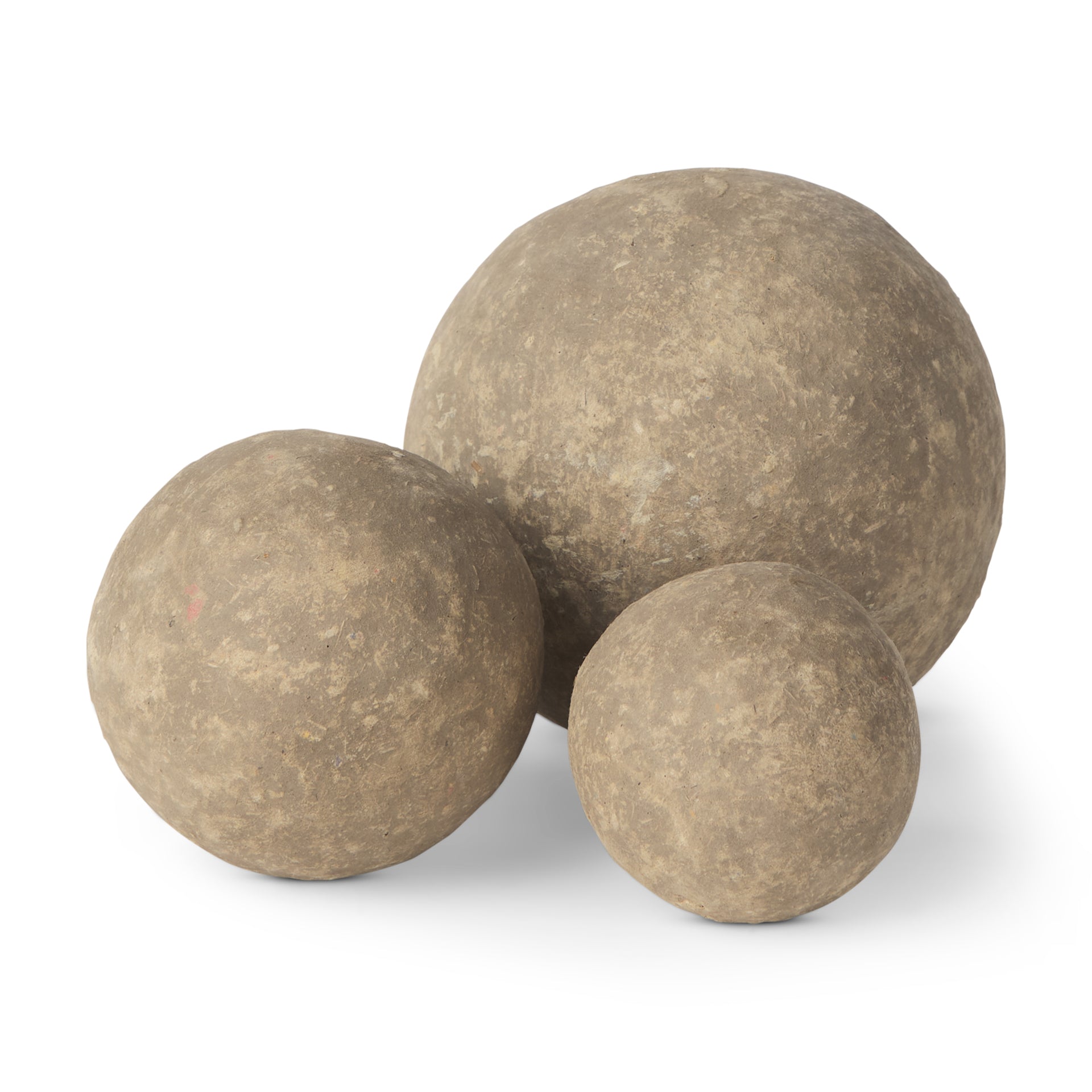 Suni Set of 3 Gray Paper Mache Orbs