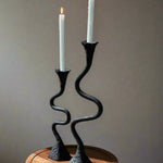 Suri Hand Forged Aluminum Candle Holders Set - Vintage Patina (Set of 2)