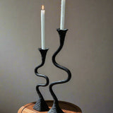 Suri Hand Forged Aluminum Candle Holders Set - Vintage Patina (Set of 2)