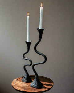 Suri Hand Forged Aluminum Candle Holders Set - Vintage Patina (Set of 2) White Cliff Studio Candles and Candle Accessories