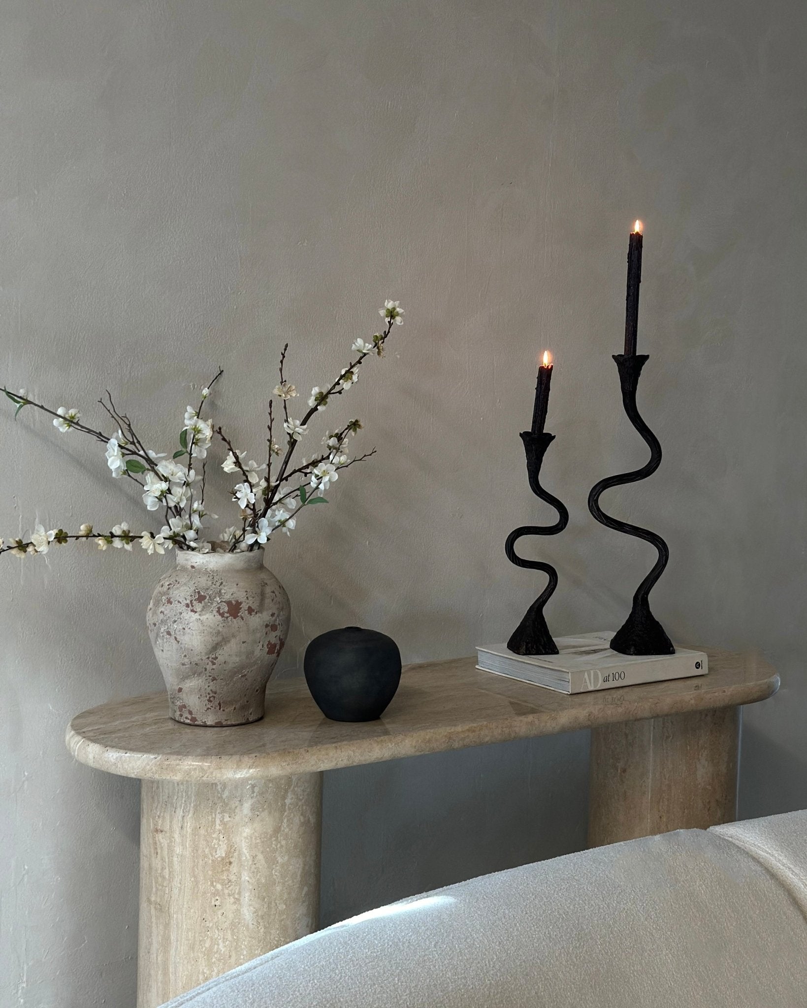 Suri Hand Forged Aluminum Candle Holders Set - Vintage Patina (Set of 2)