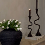 Suri Hand Forged Aluminum Candle Holders Set - Vintage Patina (Set of 2)