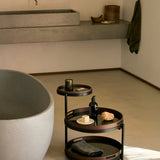 Swivel tray side table - varnished wood - black - round - XS - tray not included White Cliff Studio Side Table