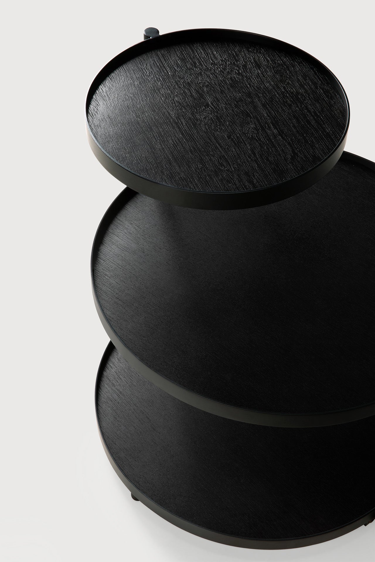 Swivel tray side table - varnished wood - black - round - XS - tray not included White Cliff Studio Side Table