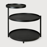 Swivel tray side table - varnished wood - black - round - XS - tray not included White Cliff Studio Side Table