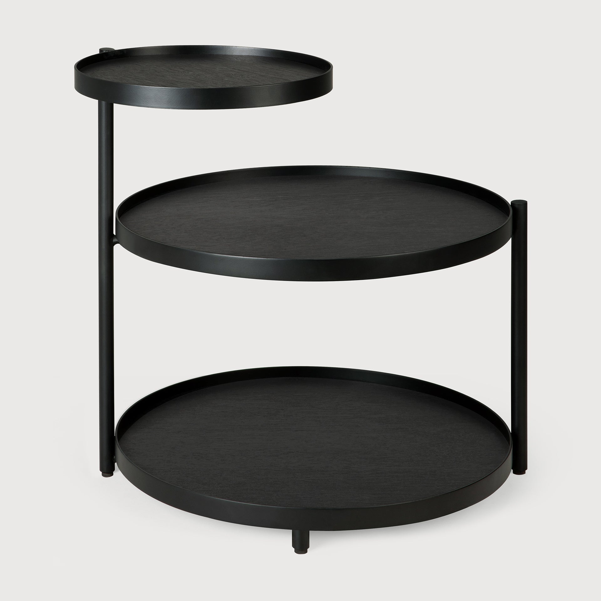 Swivel tray side table - varnished wood - black - round - XS - tray not included White Cliff Studio Side Table