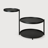 Swivel tray side table - varnished wood - black - round - XS - tray not included White Cliff Studio Side Table
