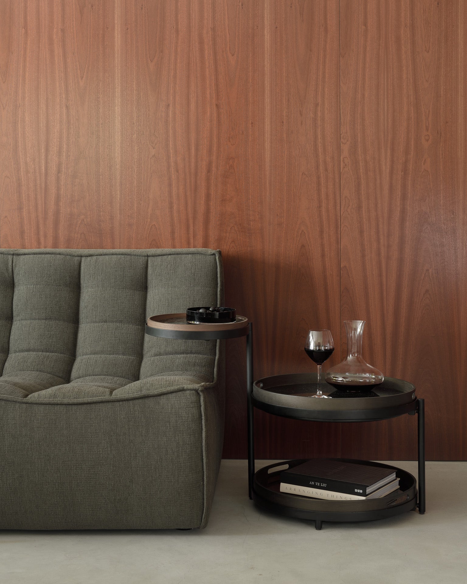 Swivel tray side table - varnished wood - black - round - XS - tray not included White Cliff Studio Side Table