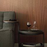 Swivel tray side table - varnished wood - black - round - XS - tray not included White Cliff Studio Side Table