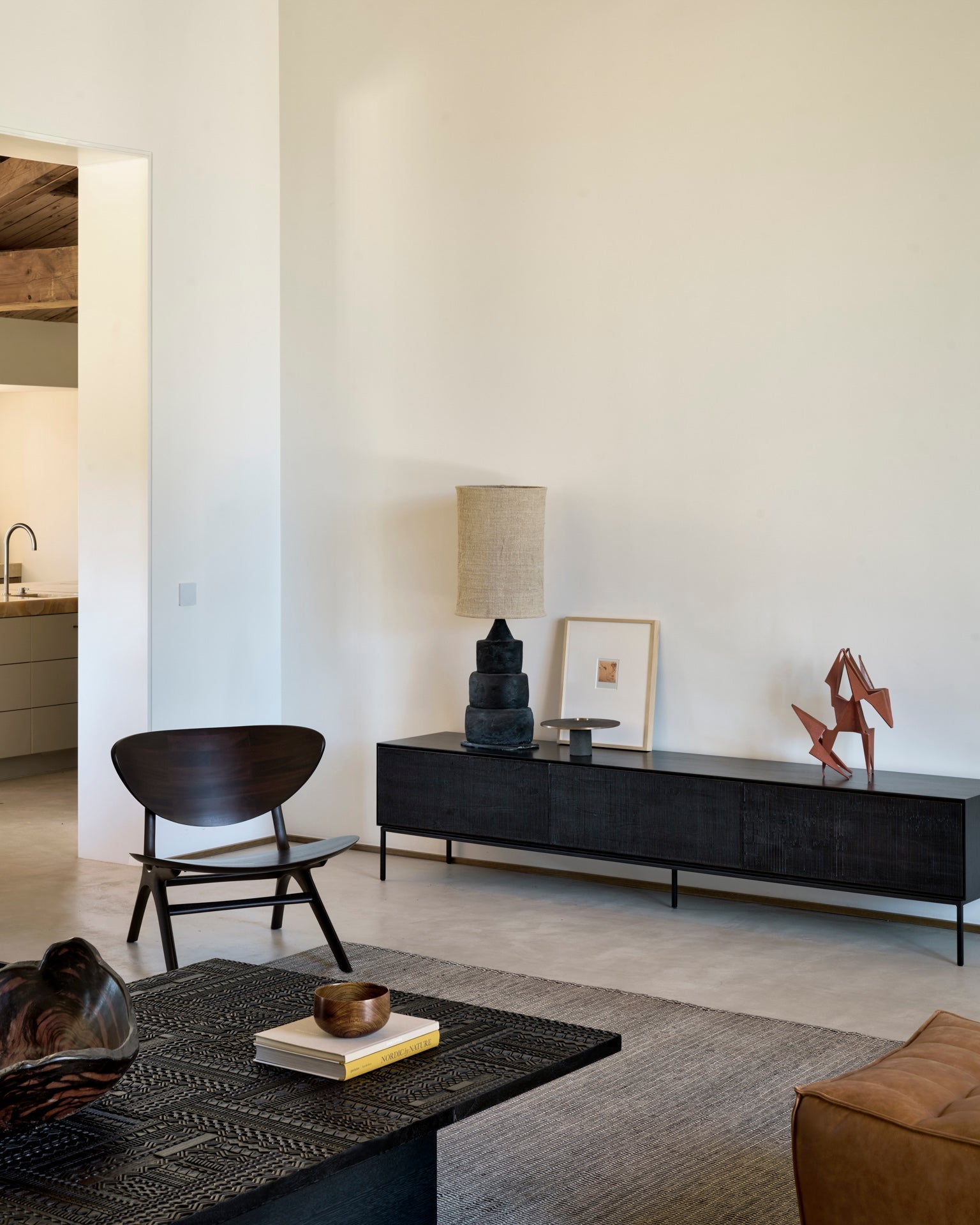 Tabwa coffee table - varnished teak - off black - rectangular White Cliff Studio COFFEE TABLE