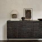 Tabwa sideboard - varnished teak - off black - 3 doors White Cliff Studio Sideboard