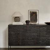 Tabwa sideboard - varnished teak - off black - 3 doors White Cliff Studio Sideboard