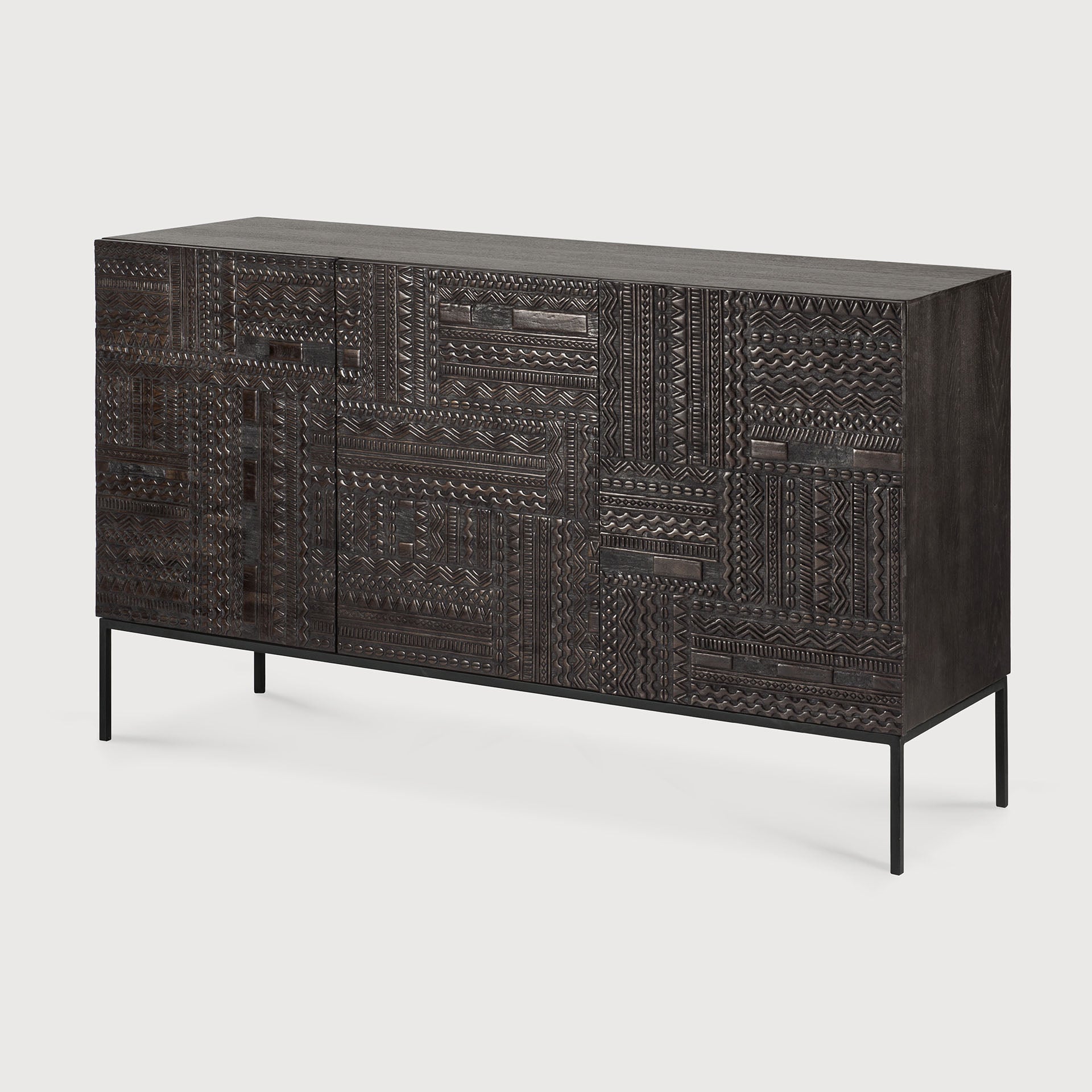 Tabwa sideboard - varnished teak - off black - 3 doors White Cliff Studio Sideboard