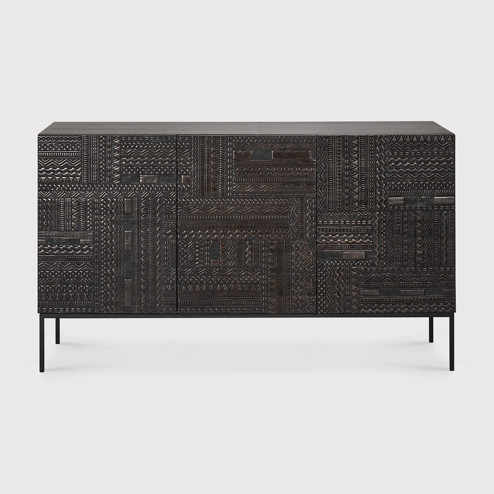 Tabwa sideboard - varnished teak - off black - 3 doors White Cliff Studio Sideboard
