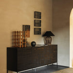 Tabwa sideboard - varnished teak - off black - 4 doors White Cliff Studio Sideboard