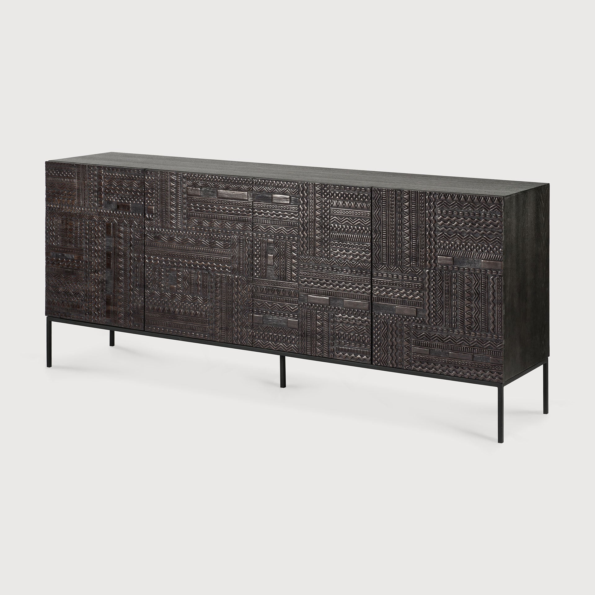 Tabwa sideboard - varnished teak - off black - 4 doors White Cliff Studio Sideboard