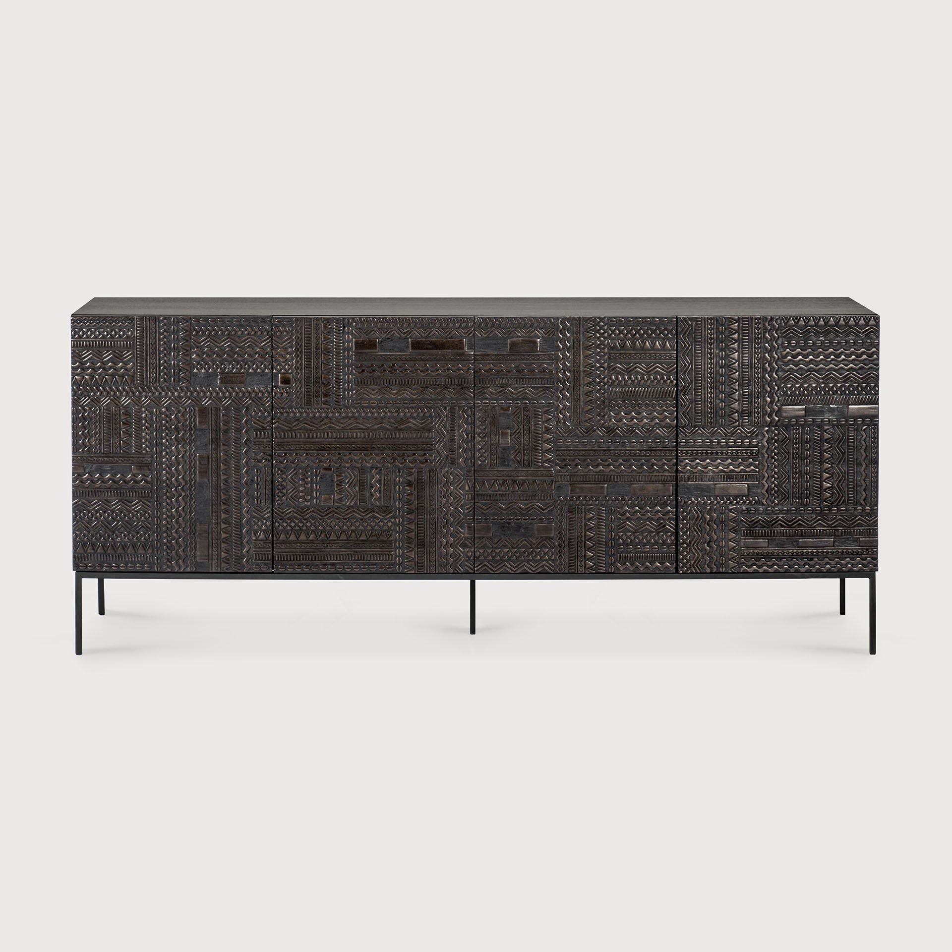 Tabwa sideboard - varnished teak - off black - 4 doors White Cliff Studio Sideboard