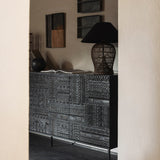 Tabwa sideboard - varnished teak - off black - 4 doors White Cliff Studio Sideboard