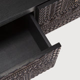 Tabwa TV cupboard - varnished teak - off black - 1 flip - down door - 1 drawer White Cliff Studio Media Console