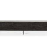 Tabwa TV cupboard - varnished teak - off black - 1 flip - down door - 1 drawer White Cliff Studio Media Console