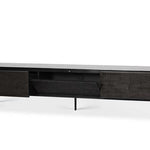 Tabwa TV cupboard - varnished teak - off black - 1 flip - down door - 1 drawer White Cliff Studio Media Console