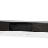 Tabwa TV cupboard - varnished teak - off black - 1 flip - down door - 1 drawer White Cliff Studio Media Console