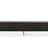 Tabwa TV cupboard - varnished teak - off black - 1 flip - down door - 1 drawer White Cliff Studio Media Console